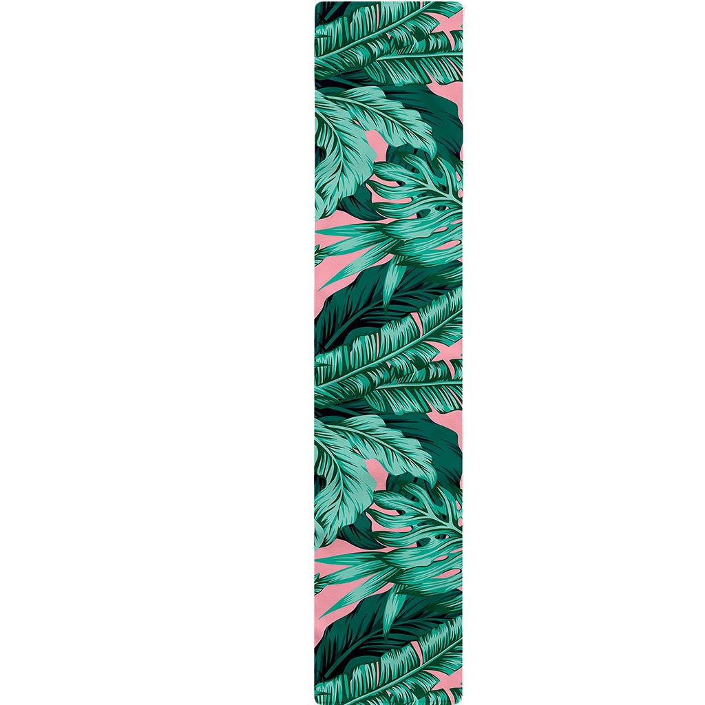 Teal Banana Leaves Pattern Print Table Runner