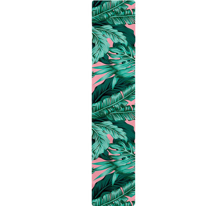 Teal Banana Leaves Pattern Print Table Runner