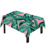 Teal Banana Leaves Pattern Print Tablecloth