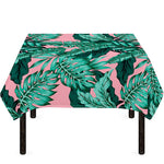 Teal Banana Leaves Pattern Print Tablecloth