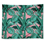 Teal Banana Leaves Pattern Print Tapestry