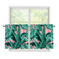 Teal Banana Leaves Pattern Print Tier Curtains