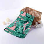 Teal Banana Leaves Pattern Print Towel