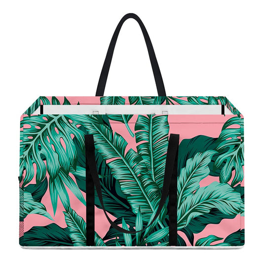 Teal Banana Leaves Pattern Print Utility Tote Bag