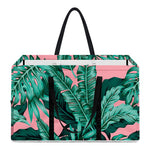 Teal Banana Leaves Pattern Print Utility Tote Bag
