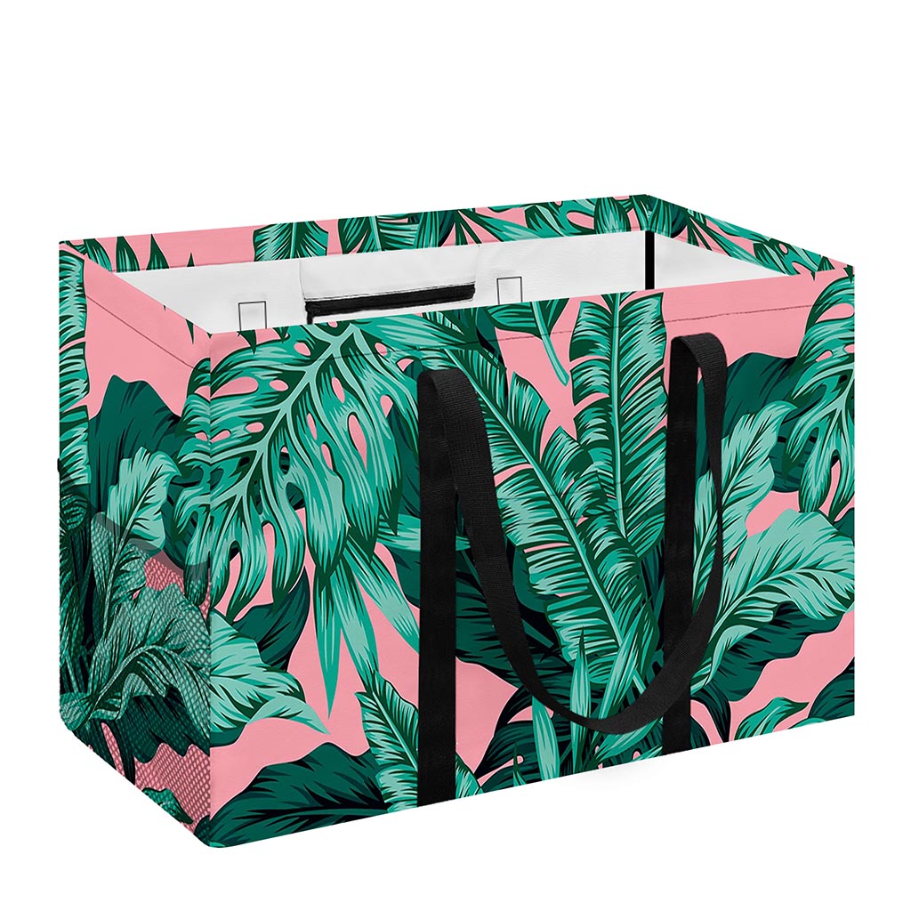 Teal Banana Leaves Pattern Print Utility Tote Bag