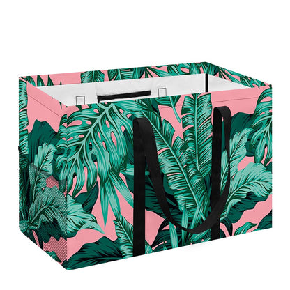 Teal Banana Leaves Pattern Print Utility Tote Bag