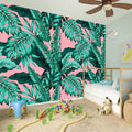 Teal Banana Leaves Pattern Print Wall Sticker