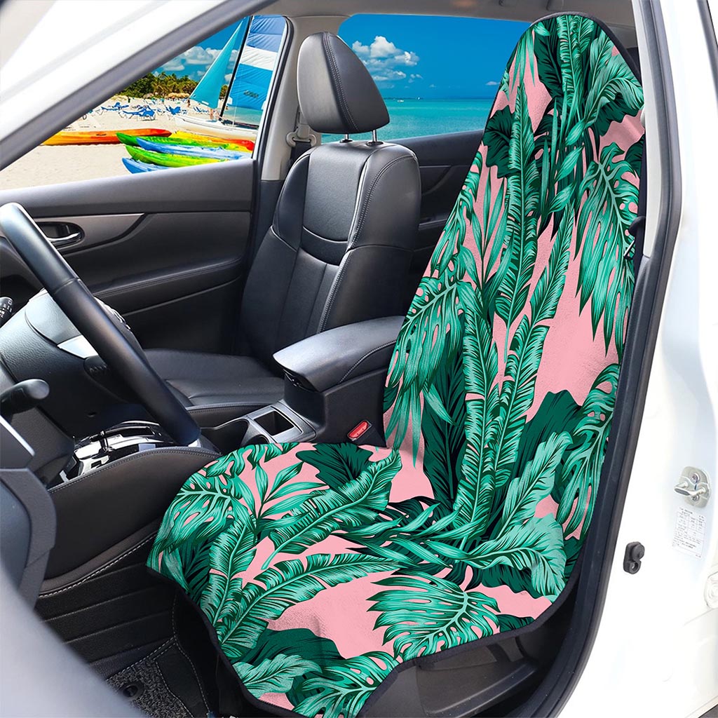Teal Banana Leaves Pattern Print Waterproof Car Seat Cover