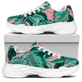 Teal Banana Leaves Pattern Print White Chunky Shoes