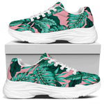 Teal Banana Leaves Pattern Print White Chunky Shoes