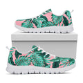 Teal Banana Leaves Pattern Print White Running Shoes