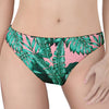 Teal Banana Leaves Pattern Print Women's Thong