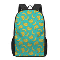 Teal Banana Pattern Print 17 Inch Backpack