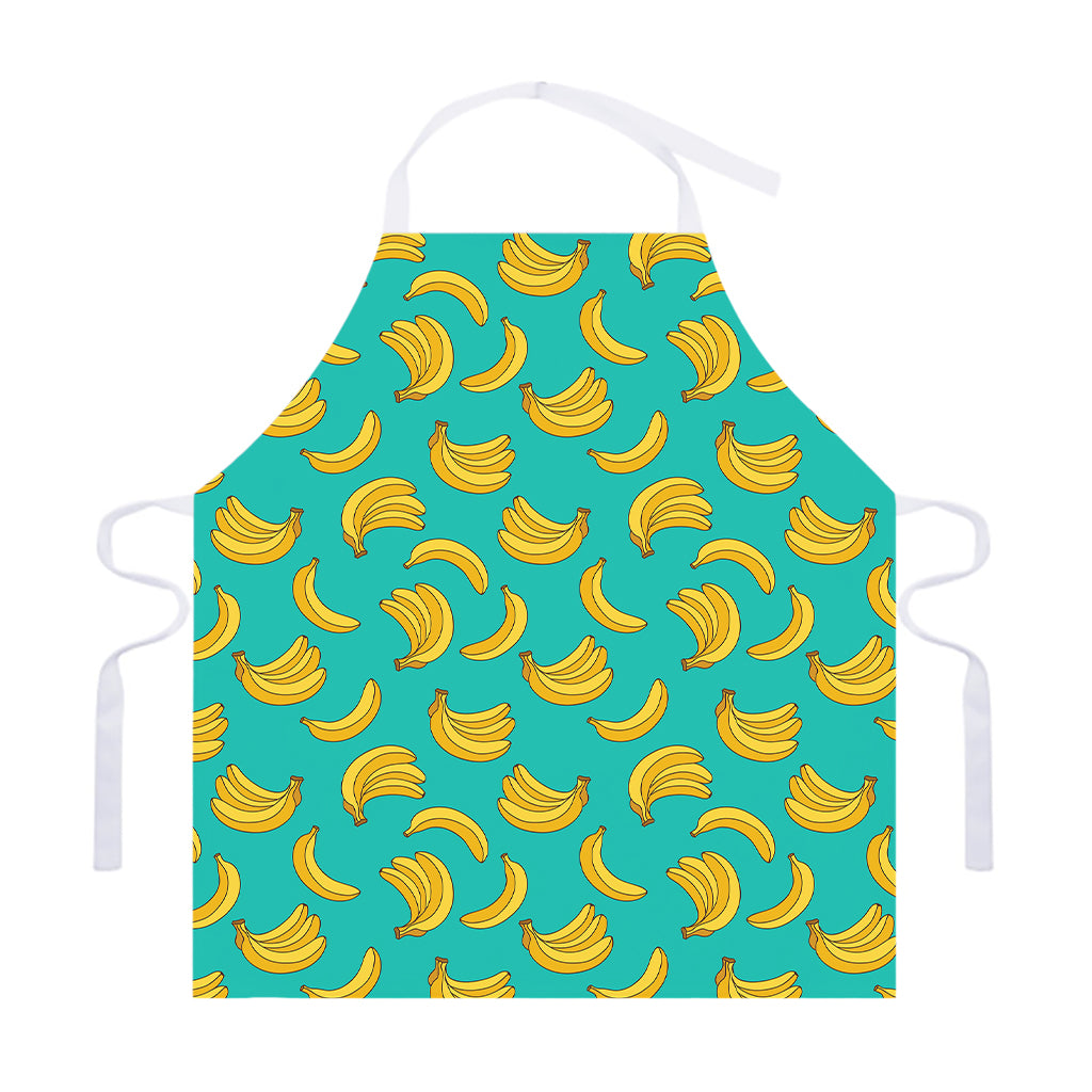 Teal Banana Pattern Print Adjustable Apron