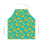 Teal Banana Pattern Print Adjustable Apron