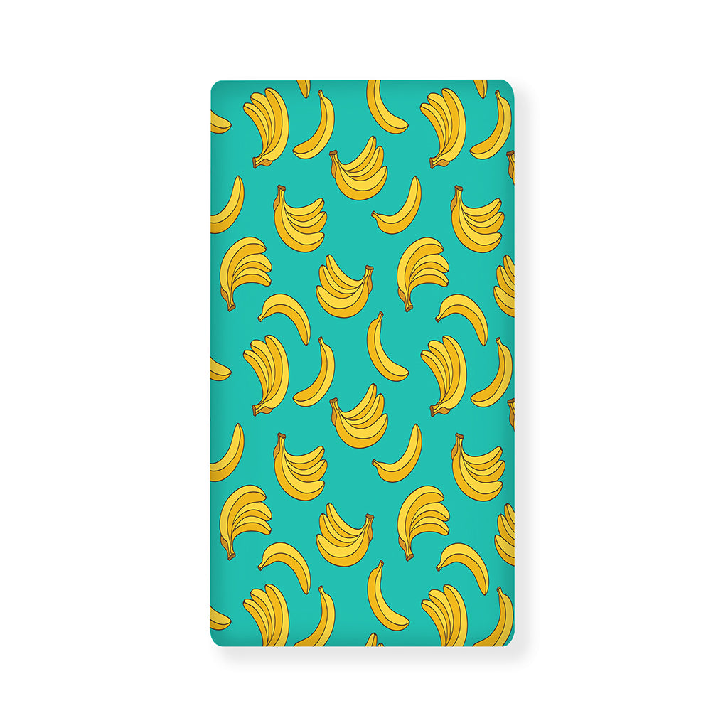 Teal Banana Pattern Print Baby Crib Sheet
