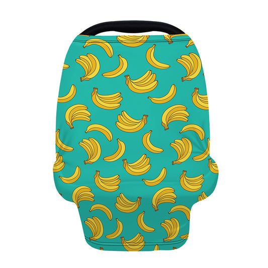 Teal Banana Pattern Print Baby Seat Cover
