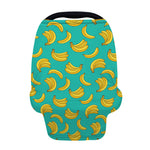 Teal Banana Pattern Print Baby Seat Cover