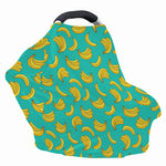 Teal Banana Pattern Print Baby Seat Cover