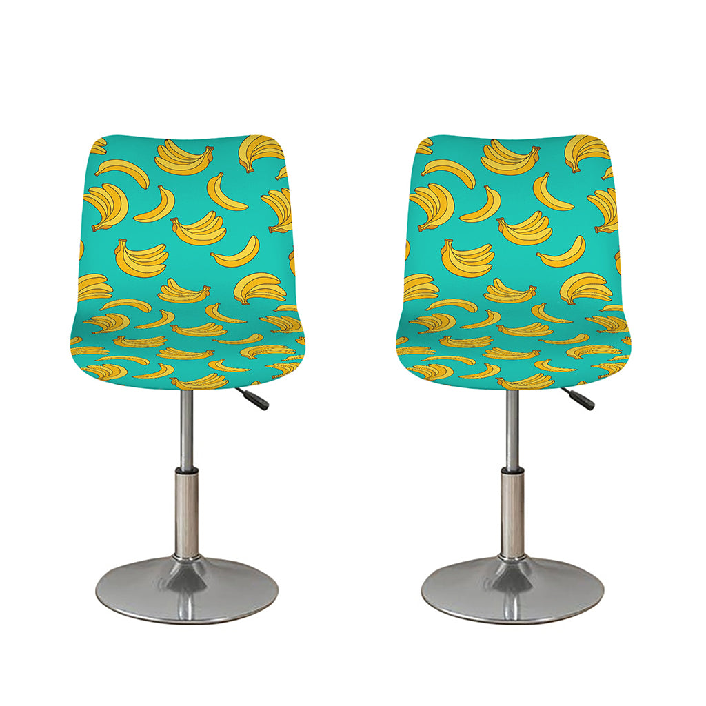 Teal Banana Pattern Print Bar Stool Covers