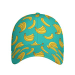 Teal Banana Pattern Print Baseball Cap