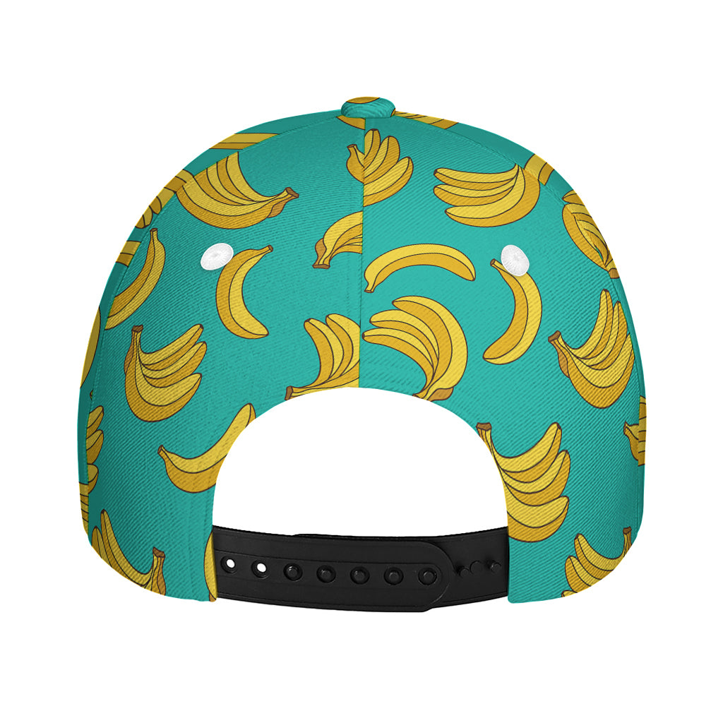 Teal Banana Pattern Print Baseball Cap