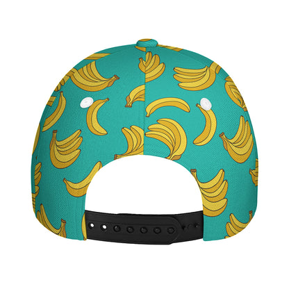 Teal Banana Pattern Print Baseball Cap