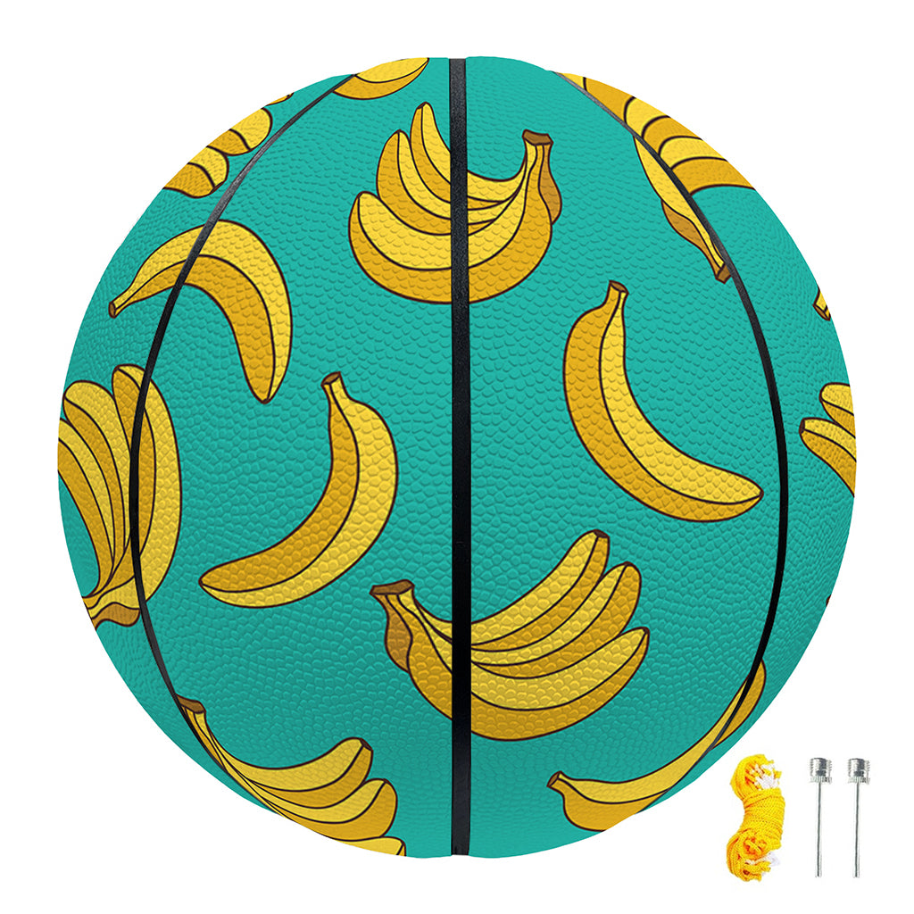 Teal Banana Pattern Print Basketball
