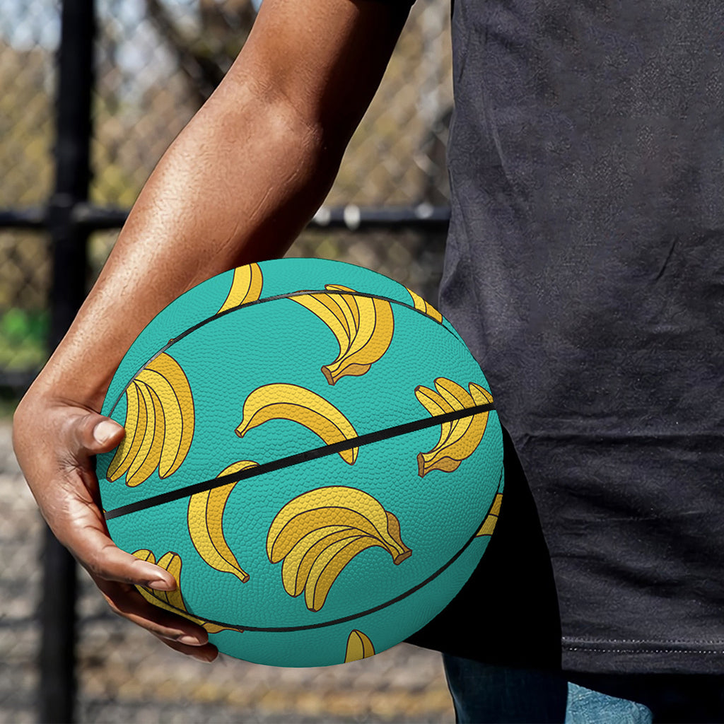 Teal Banana Pattern Print Basketball