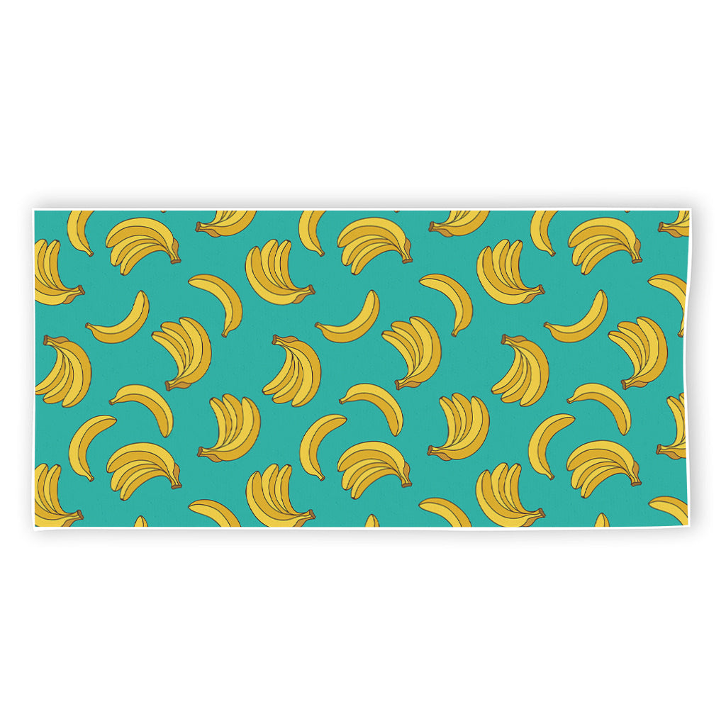 Teal Banana Pattern Print Beach Towel