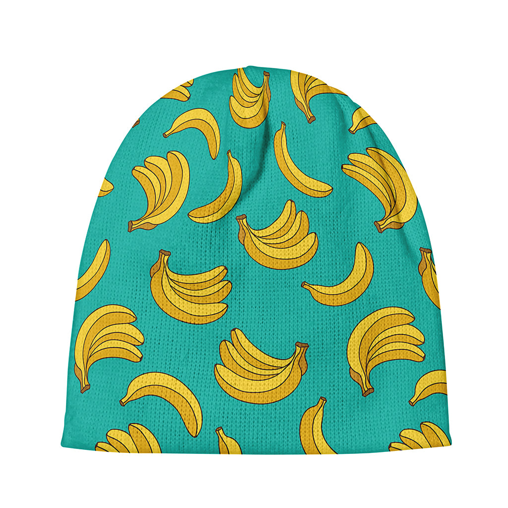 Teal Banana Pattern Print Beanie