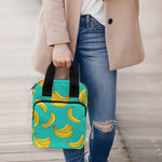 Teal Banana Pattern Print Bible Tote Bag