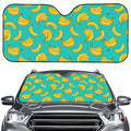 Teal Banana Pattern Print Car Windshield Sun Shade