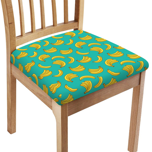 Teal Banana Pattern Print Chair Cushion Cover