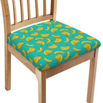 Teal Banana Pattern Print Chair Cushion Cover