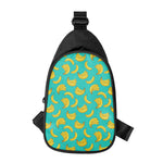 Teal Banana Pattern Print Chest Bag