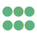 Teal Banana Pattern Print Coaster Set