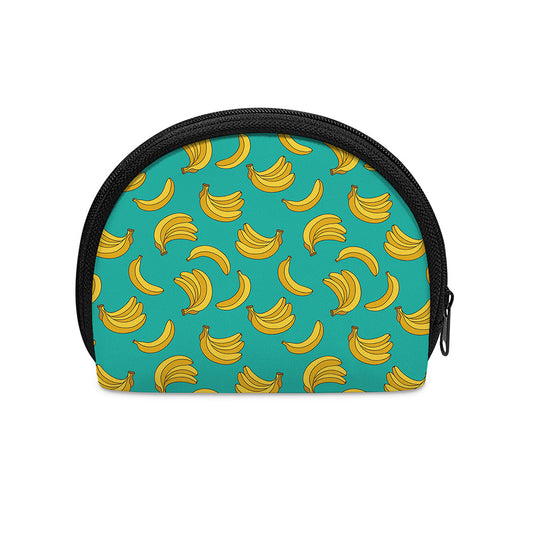 Teal Banana Pattern Print Coin Purse