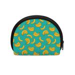 Teal Banana Pattern Print Coin Purse