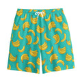 Teal Banana Pattern Print Cotton Shorts