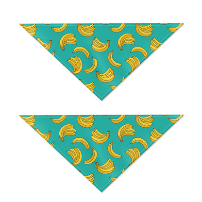 Teal Banana Pattern Print Dog Bandana