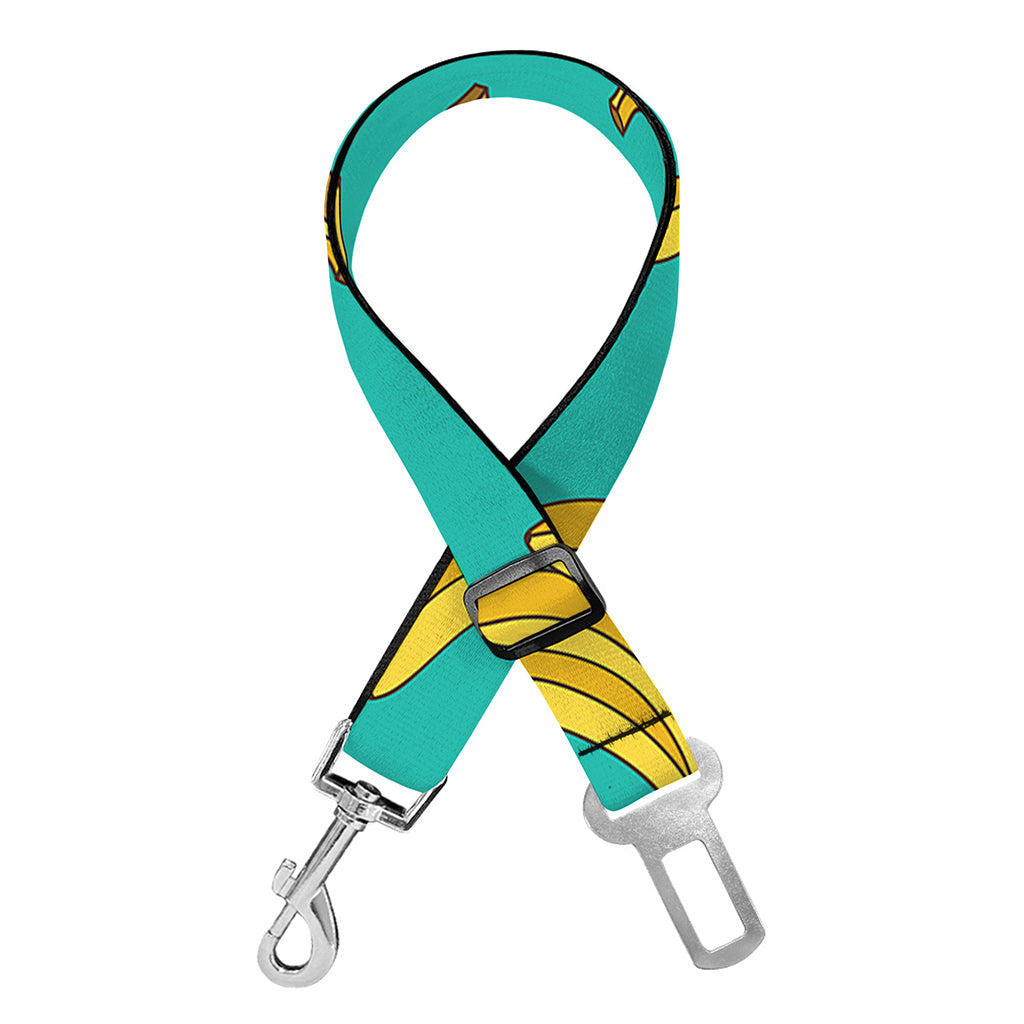 Teal Banana Pattern Print Dog Seat Belt