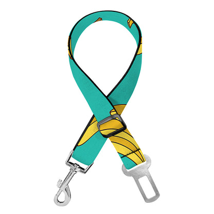 Teal Banana Pattern Print Dog Seat Belt