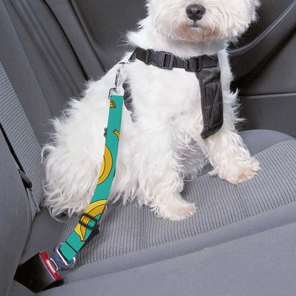 Teal Banana Pattern Print Dog Seat Belt