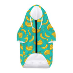 Teal Banana Pattern Print Dog Zip Up Hoodie