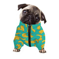 Teal Banana Pattern Print Dog Zip Up Jacket
