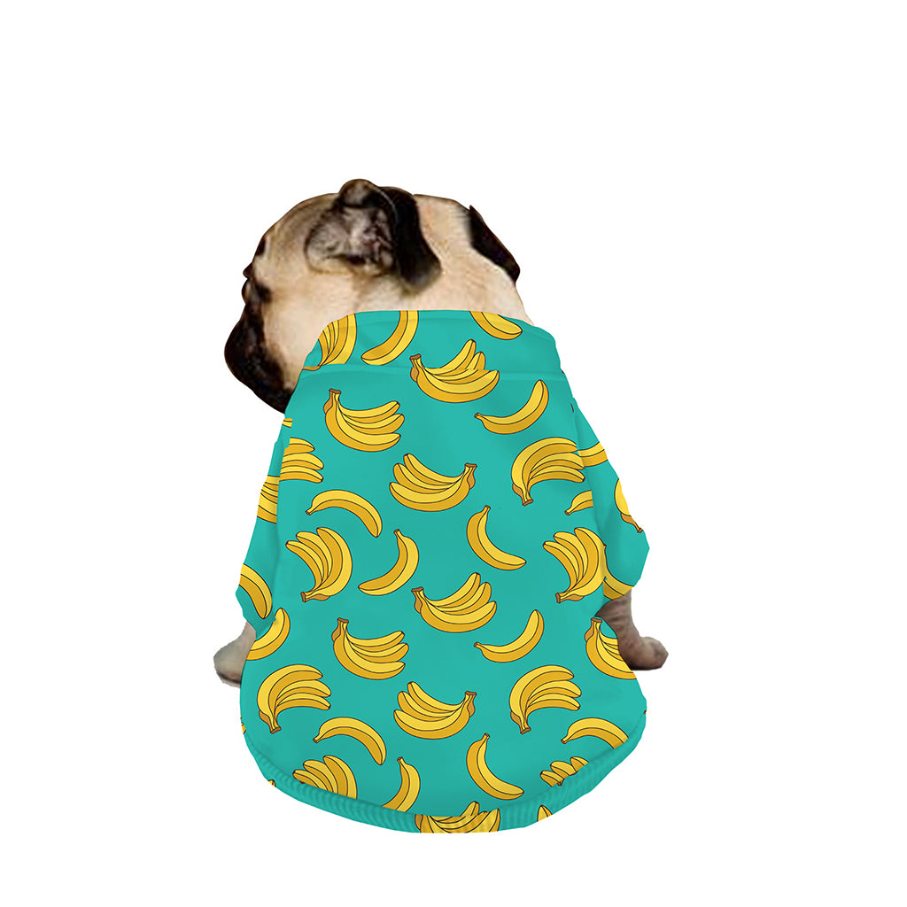 Teal Banana Pattern Print Dog Zip Up Jacket
