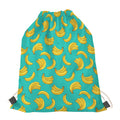 Teal Banana Pattern Print Drawstring Bag