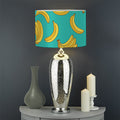 Teal Banana Pattern Print Drum Lamp Shade